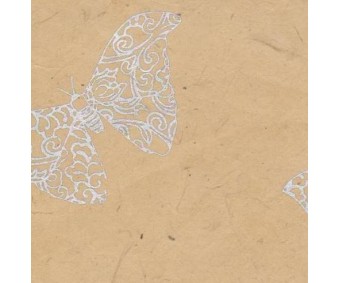 Nepaali paber MUSTRIGA 50x75cm - liblikas, hõbe-beež